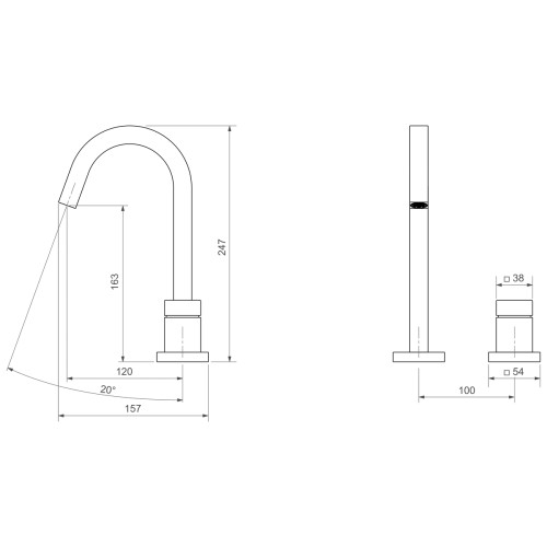 Torneira de Mesa Bica Alta para Lavatório Cubo Dark Antracite