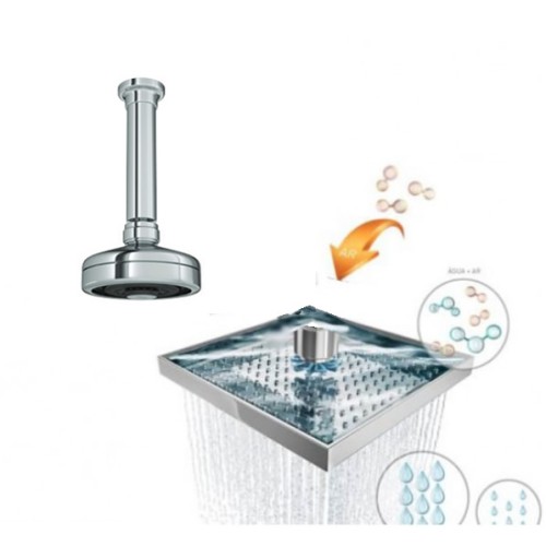 Chuveiro Deca de Teto com Tubo e Entrada de Ar Acqua Plus Cromado