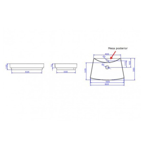 Cuba de Sobrepor com Mesa Posterior Marrom Fosco