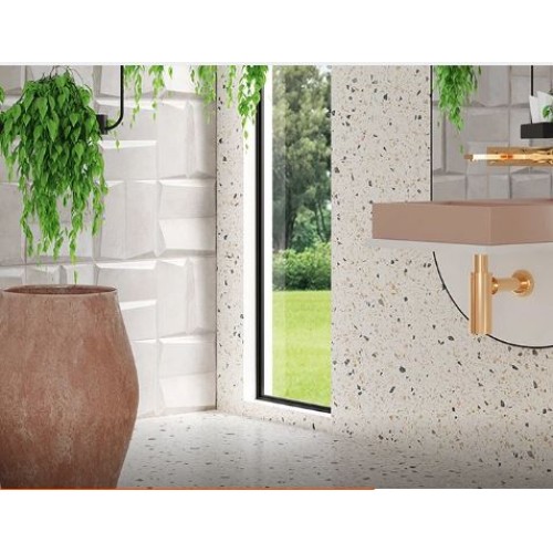 Porcelanato Confete Natural 100x100cm Branco - Ceusa Confete Wh Nat Esmaltado Retificado