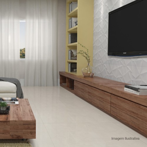 Porcelanato Polido Cimentício 90x90cm Branco - Portinari Downtown Hd Wh Pol Retificado