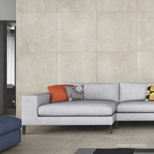 Porcelanato Acetinado Cimentício 90x90cm Cinza - Portinari Chicago Hd Sgr Act Esmaltado Retificado