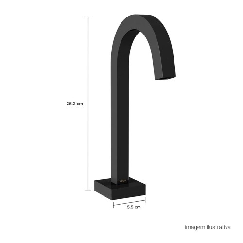 Torneira de Mesa Touchless Bica Baixa para Lavatório Tube Black Noir