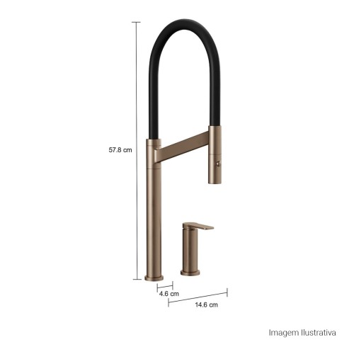 Misturador Monocomando de Mesa para Cozinha Deca Colore Corten e Preto