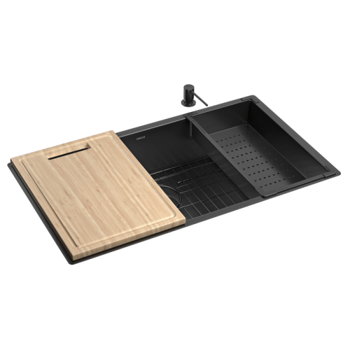 Cuba de Cozinha Retangular 75x40cm com Acessórios Black Matte - Cc.670.75.Ac.Blmt