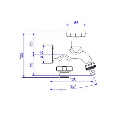 Torneira Deca de Tanque com Derivação para Máquina Flex Cromado