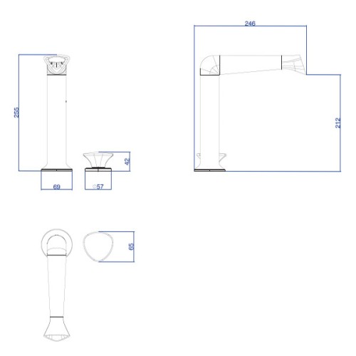Misturador Monocomando de Mesa Bica Alta para Lavatório Jader Almeida Black Matte