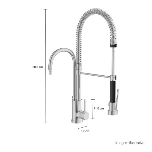 Misturador Monocomando de Mesa para Cozinha Gourmet Cromado