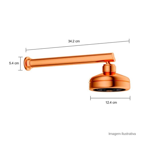 Chuveiro com Tubo Reto de Parede Acqua Plus Red Gold