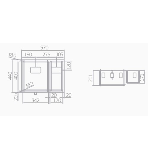 Cuba Dupla Deca para Cozinha em Inox 55cm Wish Inox