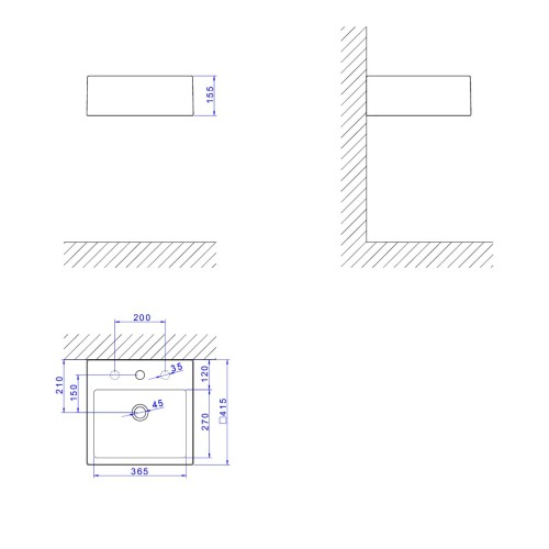 Cuba Suspensa Deca com Mesa Quadrada 410mm Nw Branco Gelo