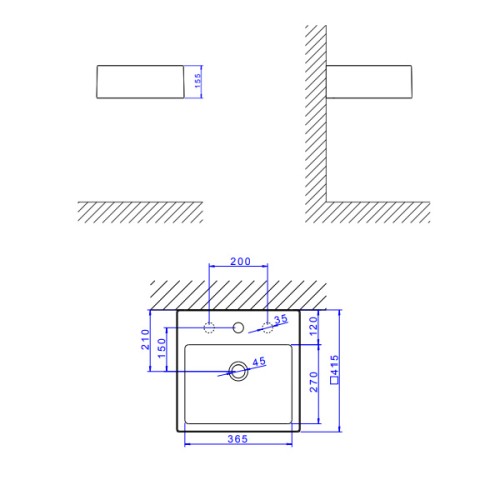Cuba Suspensa Deca com Mesa Quadrada 410mm Nw Branco Gelo