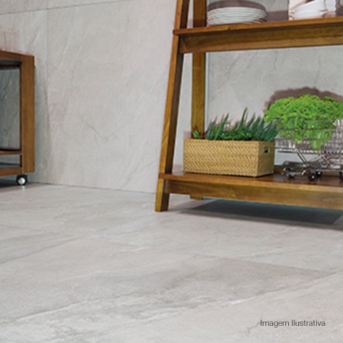 Porcelanato Acetinado Pedra 100x100cm Cinza - Portinari Pietra Di Savoie Sgr Act Esmaltado Retificado