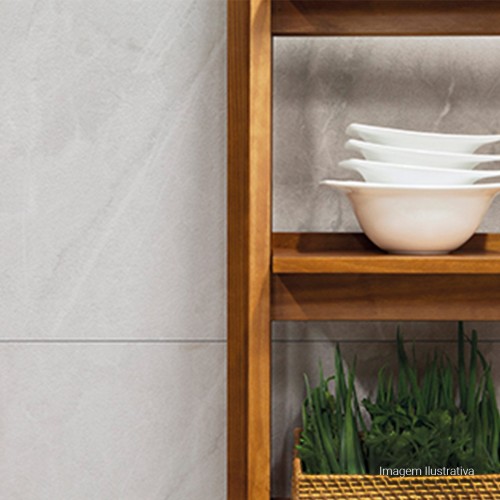 Porcelanato Acetinado Pedra 100x100cm Cinza - Portinari Pietra Di Savoie Sgr Act Esmaltado Retificado
