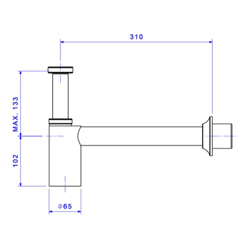 Sifão Deca para Cozinha e Tanque (entrada: 1 1/4 / Saída: 1 1/2 e 2) Cromado