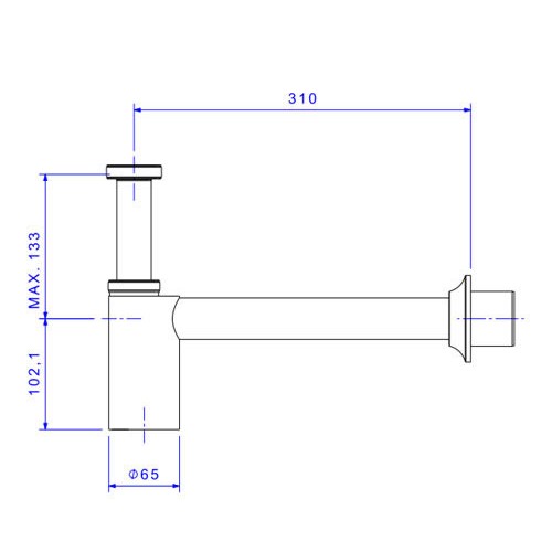 Sifão Deca para Cozinha e Tanque (entrada: 1 1/4 / Saída: 1 1/2 e 2) Cromado