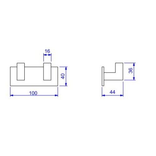 Cabide Duplo Quadratta Cromado