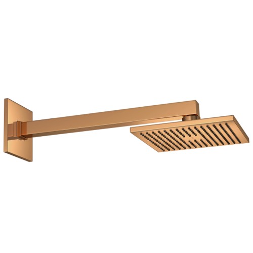 Chuveiro com Tubo de Parede Quadrado Red Gold