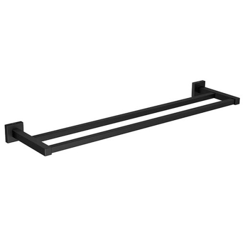 Porta Toalha com Barra Dupla Quadratta Black Matte