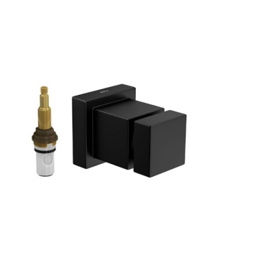 Acabamento para Registro de Pressão Até 1 com Mecanismo 1/2 Volta Cubo Black Matte