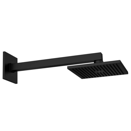 Chuveiro com Tubo de Parede Quadrado Black Matte