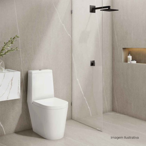 Chuveiro com Tubo de Parede Quadrado Black Matte