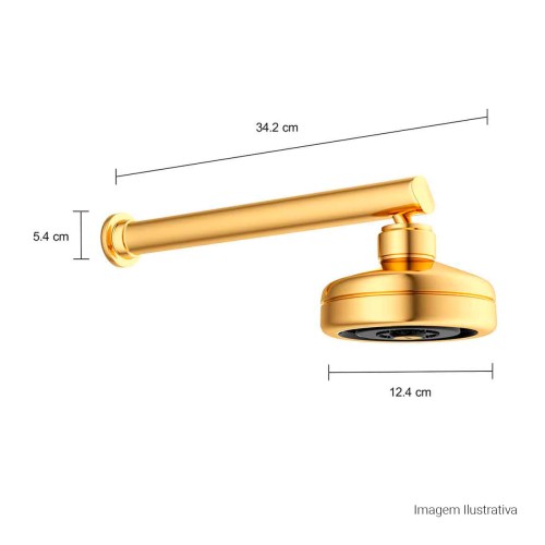 Chuveiro com Tubo Reto de Parede Acqua Plus Gold
