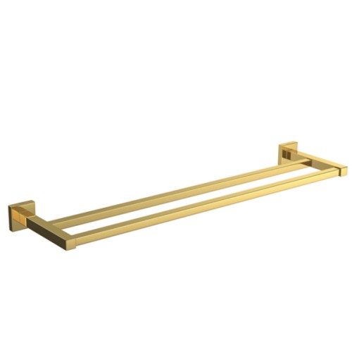 Porta Toalha com Barra Dupla Quadratta Gold