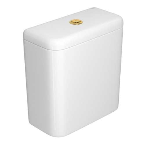 Caixa Acoplada com Acionamento Duo Branco/gold