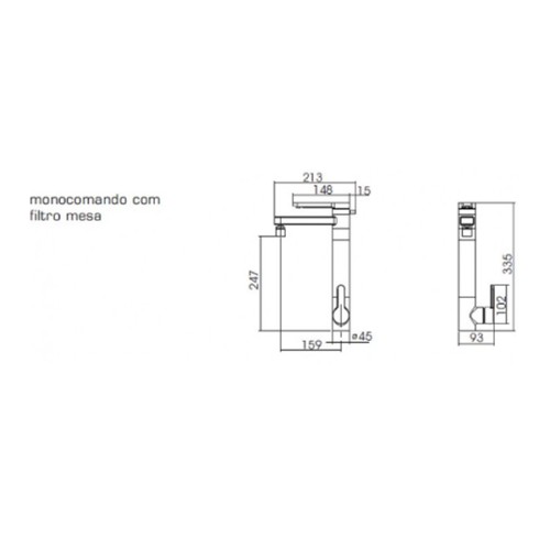 Misturador Monocomando de Mesa com Filtro para Cozinha Twin Red Gold