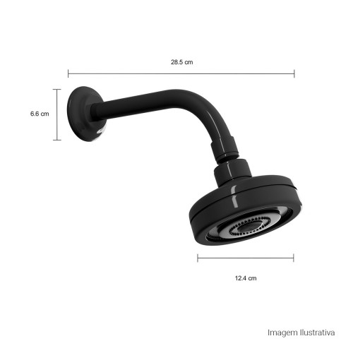 Chuveiro com Tubo de Parede Acqua Plus Standart Black Noir