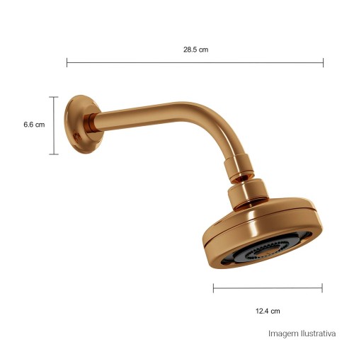 Chuveiro com Tubo de Parede Acqua Plus Standart Red Gold
