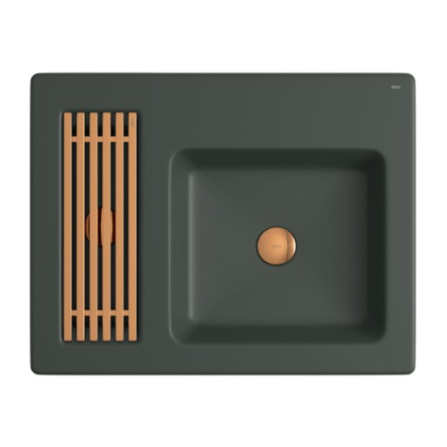 Cuba de Sobrepor Retangular Deca 47,5x60,5cm Kale Green Linha L