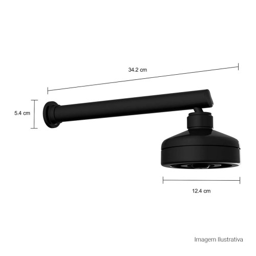 Chuveiro com Tubo Reto de Parede Acqua Plus Black Noir