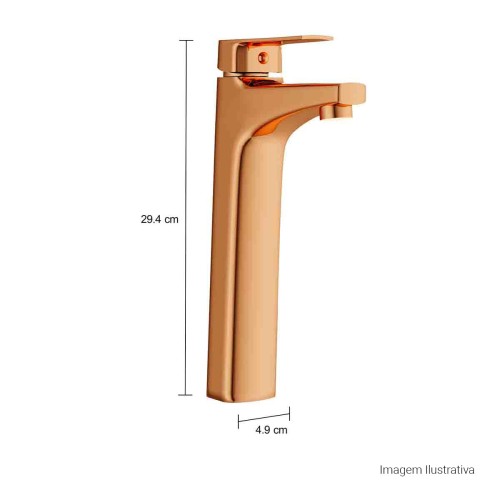 Misturador Monocomando de Mesa Bica Alta para Lavatório Level Red Gold