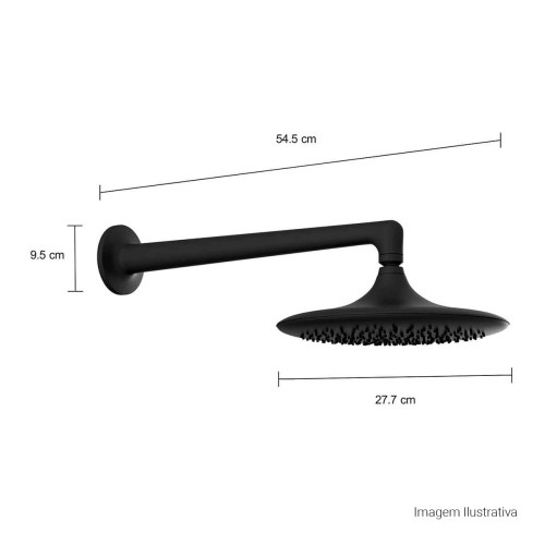 Chuveiro com Tubo de Parede Chuveiro Jader Almeida Black Matte