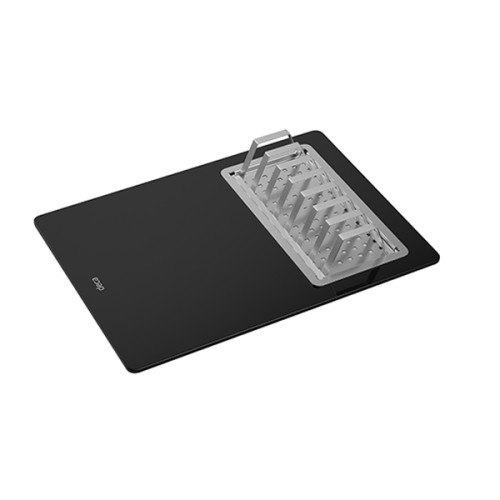 Tábua Deca em Vidro com Acessórios em Inox 422x300mm Preto