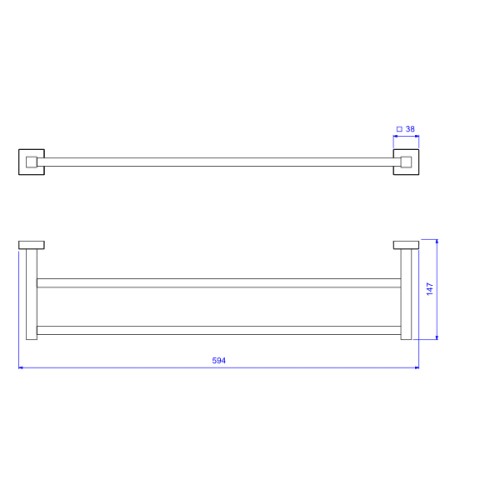 Porta Toalha com Barra Dupla Quadratta Corten