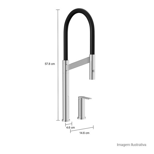 Misturador Monocomando de Mesa para Cozinha Deca Colore Cromado e Preto