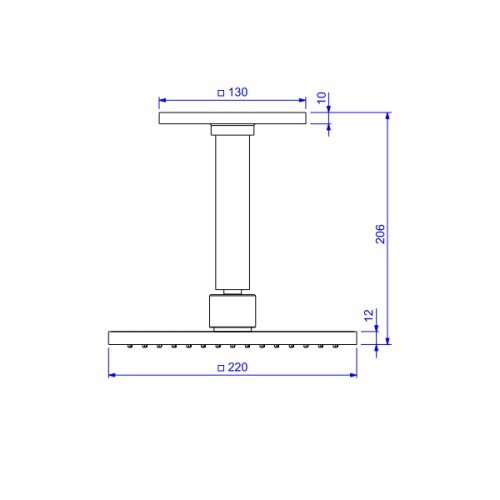 Chuveiro com Tubo de Teto Chuveiro Quadrado Corten