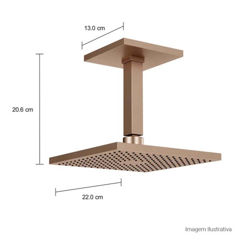 Chuveiro com Tubo de Teto Chuveiro Quadrado Corten