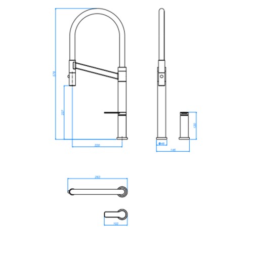 Misturador Monocomando de Mesa para Cozinha Deca Colore Inox e Preto