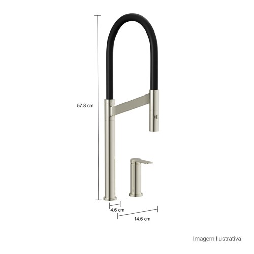Misturador Monocomando de Mesa para Cozinha Deca Colore Inox e Preto