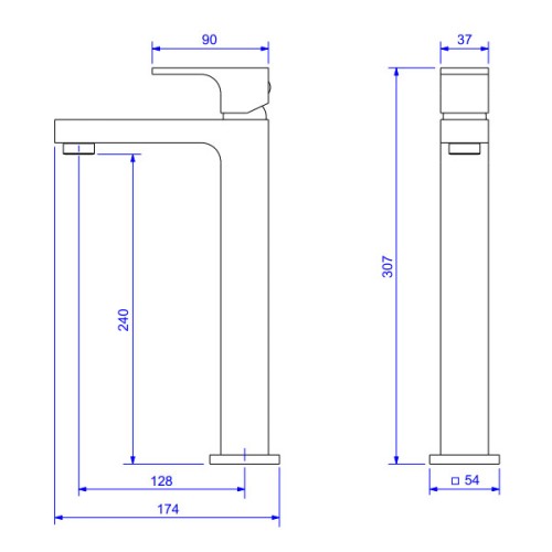 Misturador Monocomando de Mesa Bica Alta para Lavatório Unic Corten