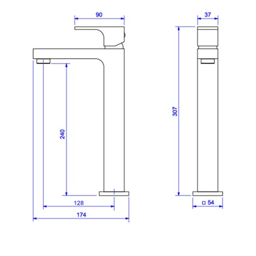 Misturador Monocomando de Mesa Bica Alta para Lavatório Unic Corten
