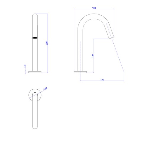 Torneira de Mesa Touchless Bica Baixa para Lavatório Curve Cromado