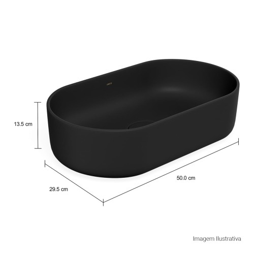 Cuba de Apoio Oval Deca 29,5x50cm Ébano Fosco Slim