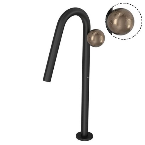 Torneira de Mesa Touchless com Textura Bica Alta para Lavatório Orbe Black Matte