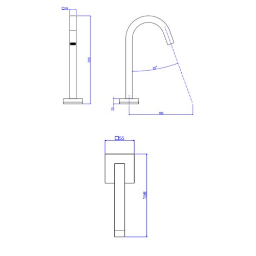 Torneira de Mesa Touchless Bica Baixa para Lavatório Tube Black Matte