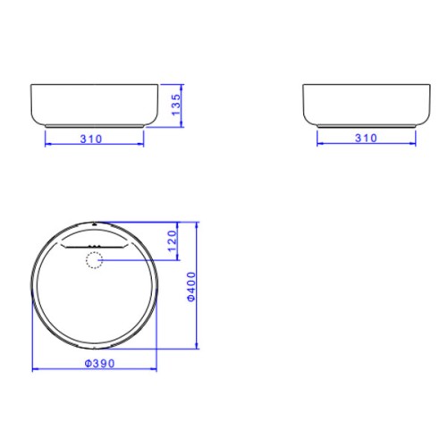 Cuba de Apoio Redonda com Válvula Oculta Deca 40x39cm Branco Slim